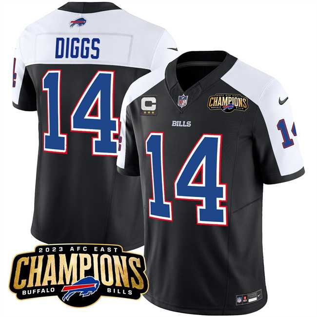 Men & Women & Youth Buffalo Bills #14 Stefon Diggs Black White 2023 F.U.S.E. AFC East Champions With 4-star C Ptach Stitched Jersey->buffalo bills->NFL Jersey